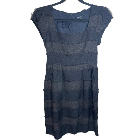 Nanette Lepore Designer Catch Me Cap Sleeve Gray Brown Black Dress Size 6 Career - Picture 3 of 14